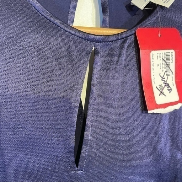 NWT Evereve Allison Joy Purple Satin Blouse Top xs Joelle Tie Front Flutter - Picture 5 of 12